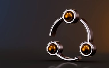 Bağlantı veri paylaşım linki sosyal ağı için karanlık arkaplan 3d oluşturma kavramı üzerindeki simgeyi paylaş 
