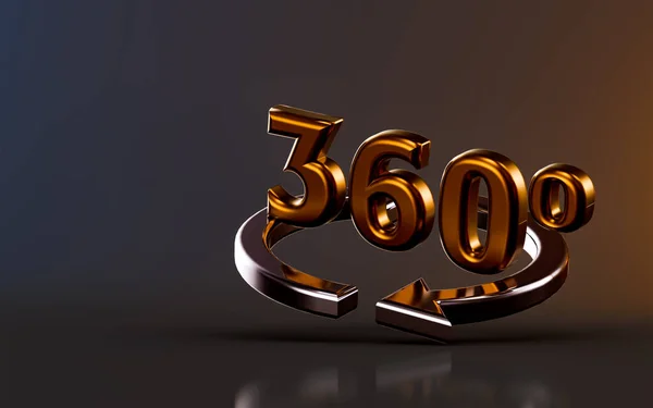 Ícone Seta 360 Graus Fundo Escuro Renderizar Conceito Para Anúncios — Fotografia de Stock