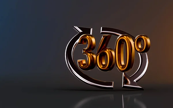 360 Degrees Arrow Icon Dark Background Render Concept Rotation Shape — стоковое фото