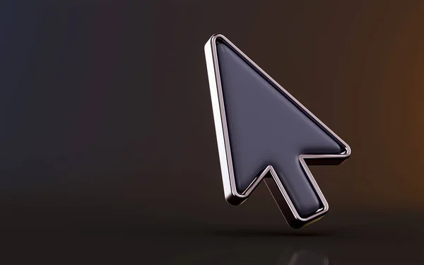 Mouse Click Arrow Pointer Icon Dark Background Render Concept Select — 스톡 사진