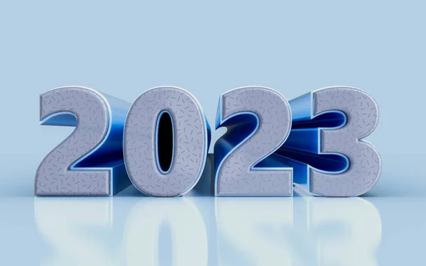 Gelukkig Nieuwjaar 2023 Met Blauw Glas Effect Render Concept Voor — Stockfoto