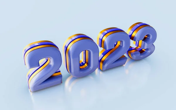 Happy New Year 2023 Golden Glass Effect Render Concept Banner — Fotografie, imagine de stoc