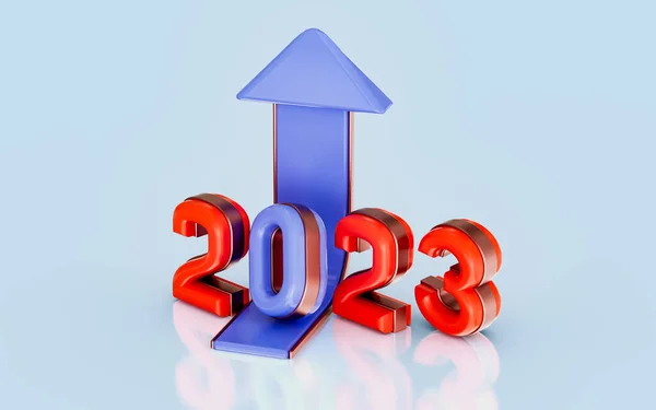 Happy New Year 2023 Arrow Golden Glass Effect Render Concept — Stockfoto