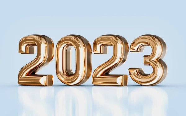 Ano Novo Feliz Lustroso Realista 2023 Com Dourado Render Conceito — Fotografia de Stock