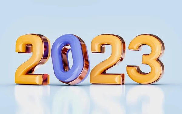 Fericit Noul 2023 Efect Aur Sticlă Render Concept Pentru Design — Fotografie, imagine de stoc