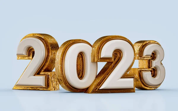 Happy New Year 2023 Golden White Effect Render Concept Background — Fotografie, imagine de stoc