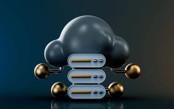 Ikona Služby Cloudové Úložiště Tmavém Pozadí Vykreslování Koncept Pro Sdílení — Stock fotografie