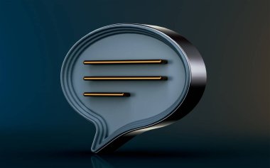 comment text icon on dark background 3d render concept for communication talk and message speech