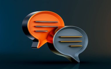 comment text icon on dark background 3d render concept for communication type and message dialog