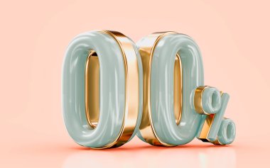 gerçekçi ışıltılı% 100 faiz indirimi afişi pazarlama teklifi için 3D render konsepti