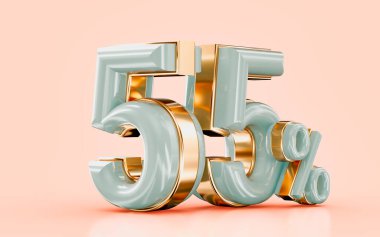 gerçekçi parlak% 55 indirimli pankart satışı 3 boyutlu pazarlama teklifi sunma konsepti