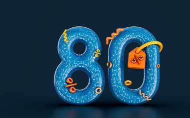 Çizgi film% 80 indirimli satış afişi gibi görünüyor.