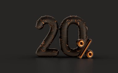 Kara Cuma için% 20 indirimli pankart, arka plan üzerinde altın etkisi.