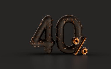 Kara Cuma için% 40 indirimli pankart, arka plan üzerinde altın etkisi.