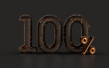 Kara Cuma için% 100 indirimli pankart, arka plan üzerinde altın etkisi.