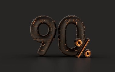 Kara Cuma için% 90 indirimli pankart, arka plan üzerinde altın etkisi.