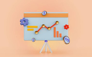 business profit planning SEO Optimization web analytics and marketing concept 3d render icon