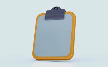 Pano dosyası eklenmiş inceleme defteri not defteri kağıt işi boş belge 3d oluşturma simgesi 