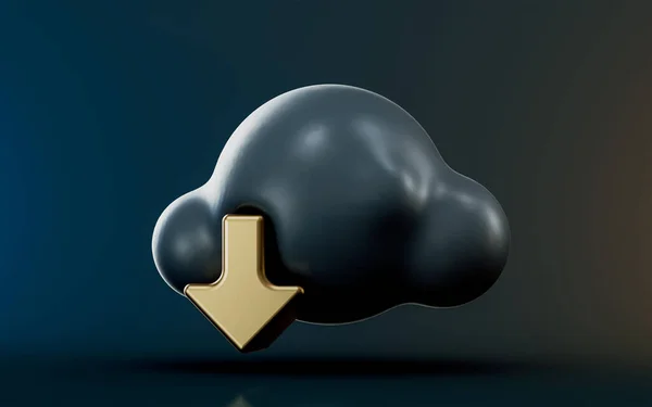 Cloud Download Icon Dark Background Render Concept File Sharing Data — Stock fotografie