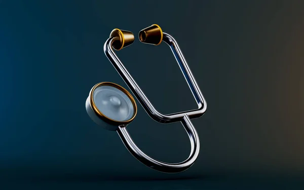 Medical Stethoscope Icon Dark Background Render Concept Healthcare Heartbeat Checkup — стоковое фото