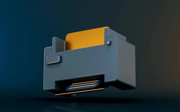 Papers Printer Icon Dark Background Render Concept File Printing Office — Φωτογραφία Αρχείου