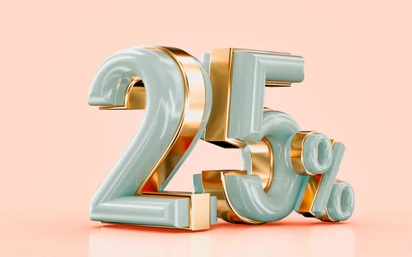 Realistic Glossy Percent Discount Sale Banner Golden Effect Render Concept — Stock Photo, Image