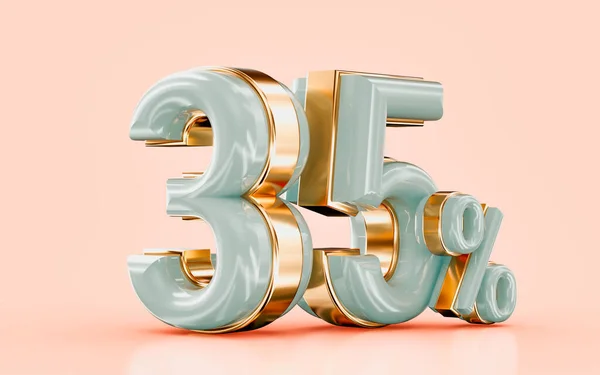 Realistic Glossy Percent Discount Sale Banner Golden Effect Render Concept — Stock Photo, Image