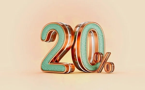 Percent Discount Sale Banner Gold Effect Render Concept Shopping Marketing — Stock Fotó