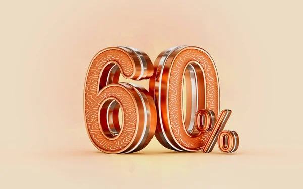 Percent Discount Sale Banner Gold Effect Render Concept Shopping Marketing — Φωτογραφία Αρχείου