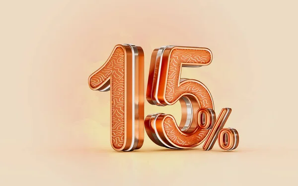 Percent Discount Sale Banner Gold Effect Render Concept Shopping Marketing — Zdjęcie stockowe
