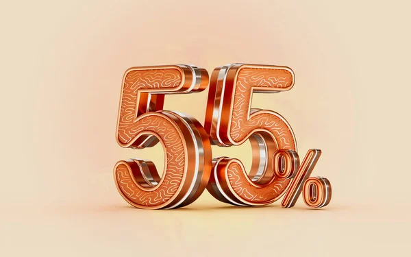 Percent Discount Sale Banner Gold Effect Render Concept Shopping Marketing — стоковое фото