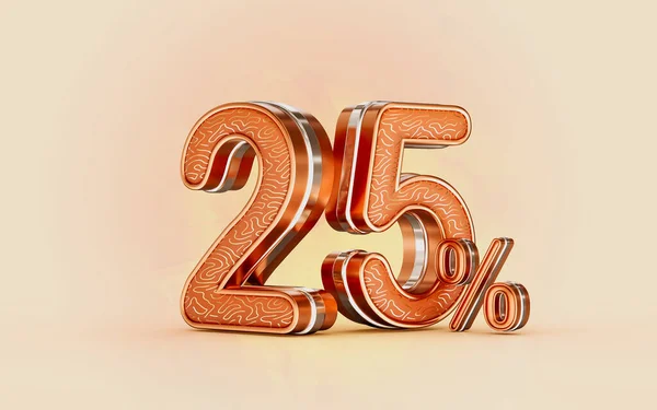 Percent Discount Sale Banner Gold Effect Render Concept Shopping Marketing — стоковое фото