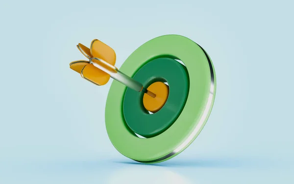 Arrows hitting the center of target success business concept shooting game hit aim 3d render icon
