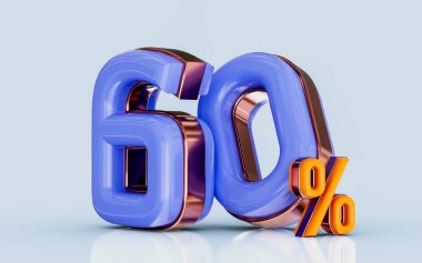 gerçekçi ışıltılı% 60 indirimli pankart satışı 3 boyutlu satış teklifi sunma konsepti