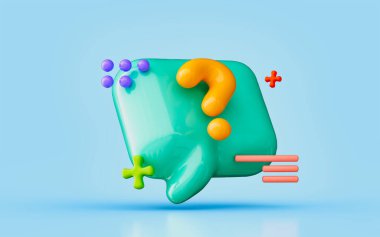 ileti soru işareti karışıklığı bilgi soran diyalog problemi 3d render simgesi 