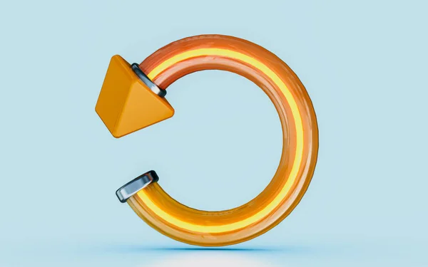 Left Side Rotation Arrow Glass Yellow Glass Effect Render Icon — Φωτογραφία Αρχείου