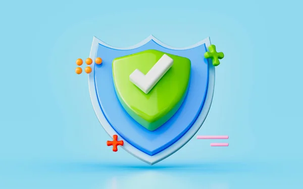 Ασφάλεια Σήμα Ελέγχου Ασπίδα Εικόνα Ασφαλής Μέθοδος Πληρωμής Online Υπηρεσία — Φωτογραφία Αρχείου