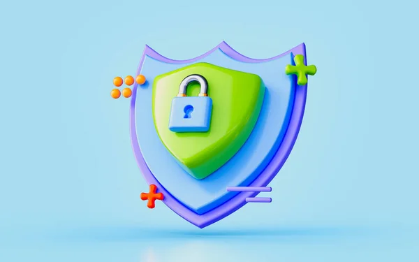 Security Shield Lock Illustration Online Payment Creative Protection Safe Virus — Stock Photo, Image