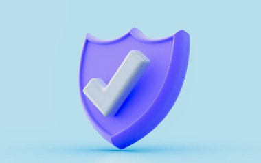 Güvenlik kalkanı işaretleme işareti 3d illüstrasyon siber internet güvenliği önemli dosya bilgi bankası denge korumasını mobil bilgisayar için virüs ve kötü amaçlı yazılım saldırı kavramından koru