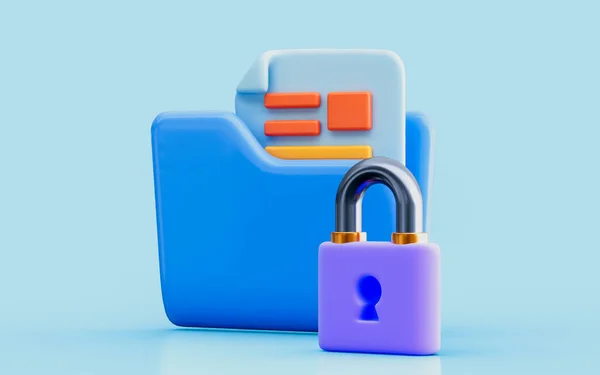 Map Document Met Lock Illustratie Data Security Concept Map Prive — Stockfoto