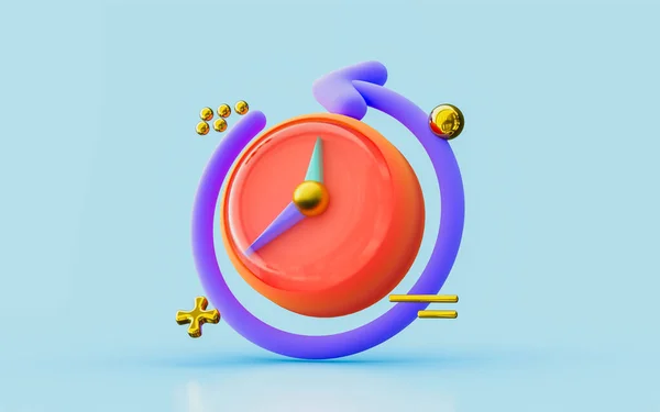 clock with rotation arrow 3d illustration cartoon look time remained reload for work and rest