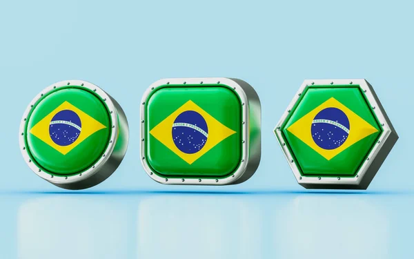 Отрисовка Знаков Флага Бразилии Трех Различных Формах Рамки Круга Квадрата — стоковое фото
