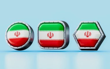 IRAN 'ın 3 boyutlu biçimlendirme işaretleri üç farklı çerçeve, daire, kare ve altıgen