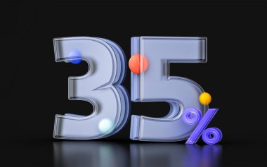 Glasmorfizm% 35 indirimli indirim kuponu sembolü 3d indirimli pankart satışı büyük teklif promosyonu