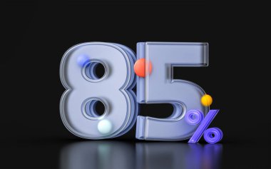 Glasmorfizm% 85 indirimli indirim kuponu sembolü 3d indirimli pankart satışı büyük teklif promosyonu