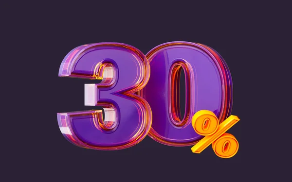 Фиолетовый Стеклянный Эффект Реалистичный Процентов Цифра Символ Сделать Большую Продажу — стоковое фото