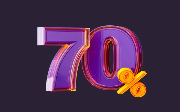 Фіолетовий Скляний Ефект Реалістичний Відсотків Символ Номер Візуалізація Великих Продажів — стокове фото