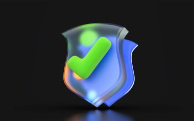 Cam morfizm işaretleme simgesi işaretleme simgesi koyu arkaplan 3d rengarenk ışık ile kontrol