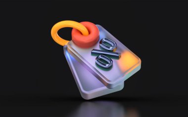 Cam morfizm etiket simgesi koyu arkaplan 3d rengarenk ışık gradyan konsepti