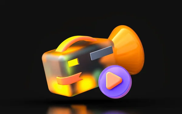 Glass Morphism Video Camera Icon Colorful Gradient Light Dark Background — 스톡 사진